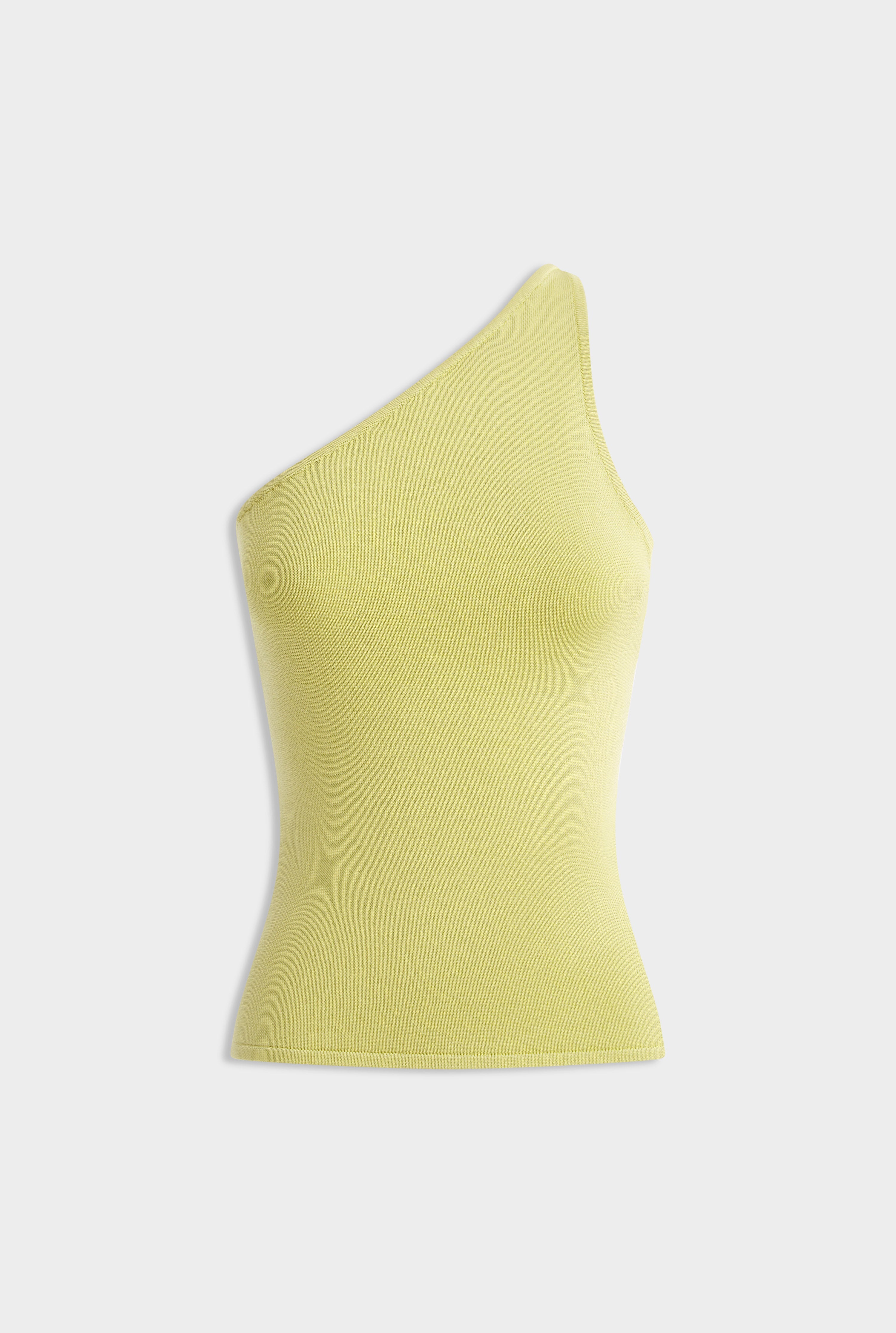 One Shoulder Knit Tank - Lemongrass