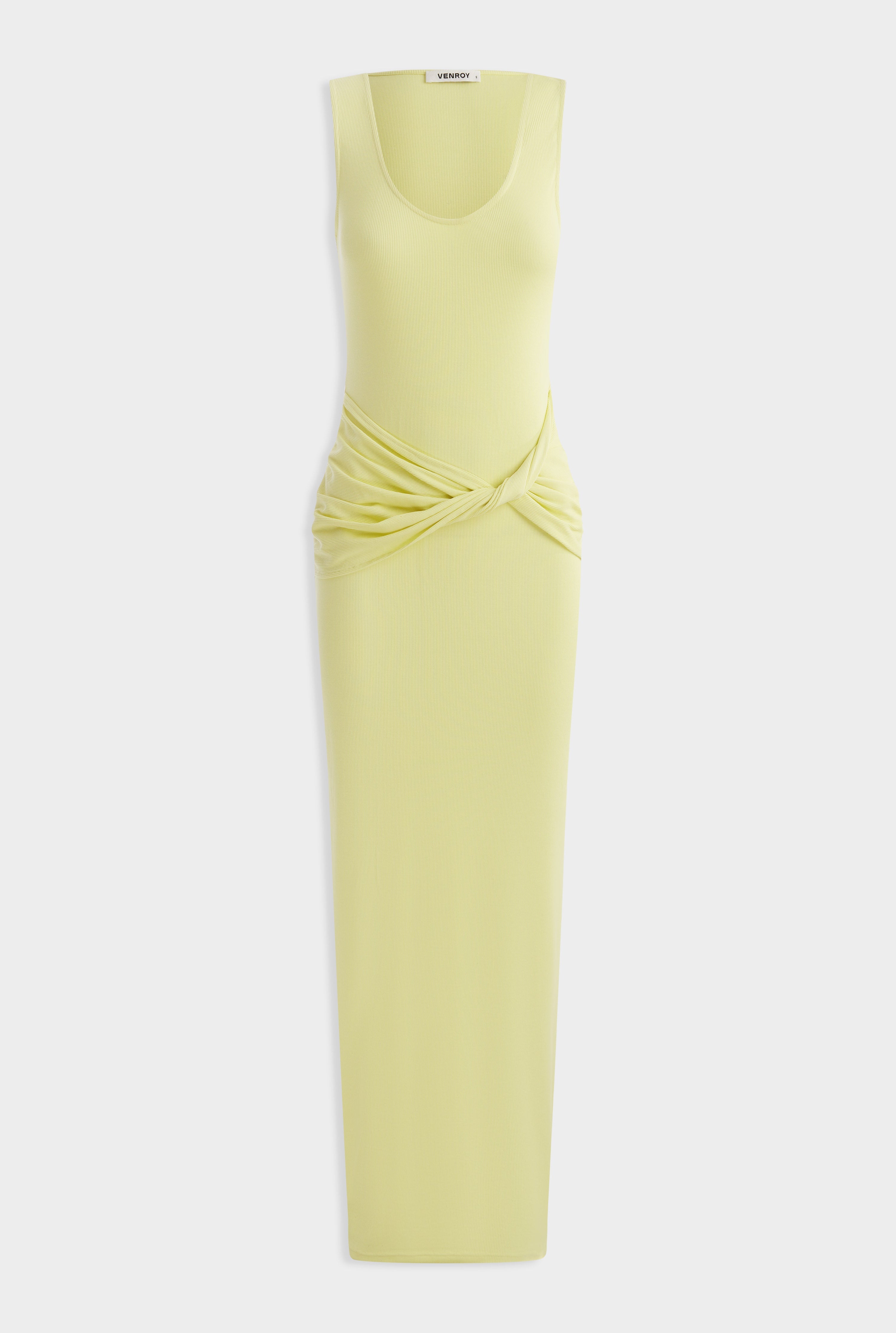 Scoop Neck Jersey Twist Dress - Lemongrass