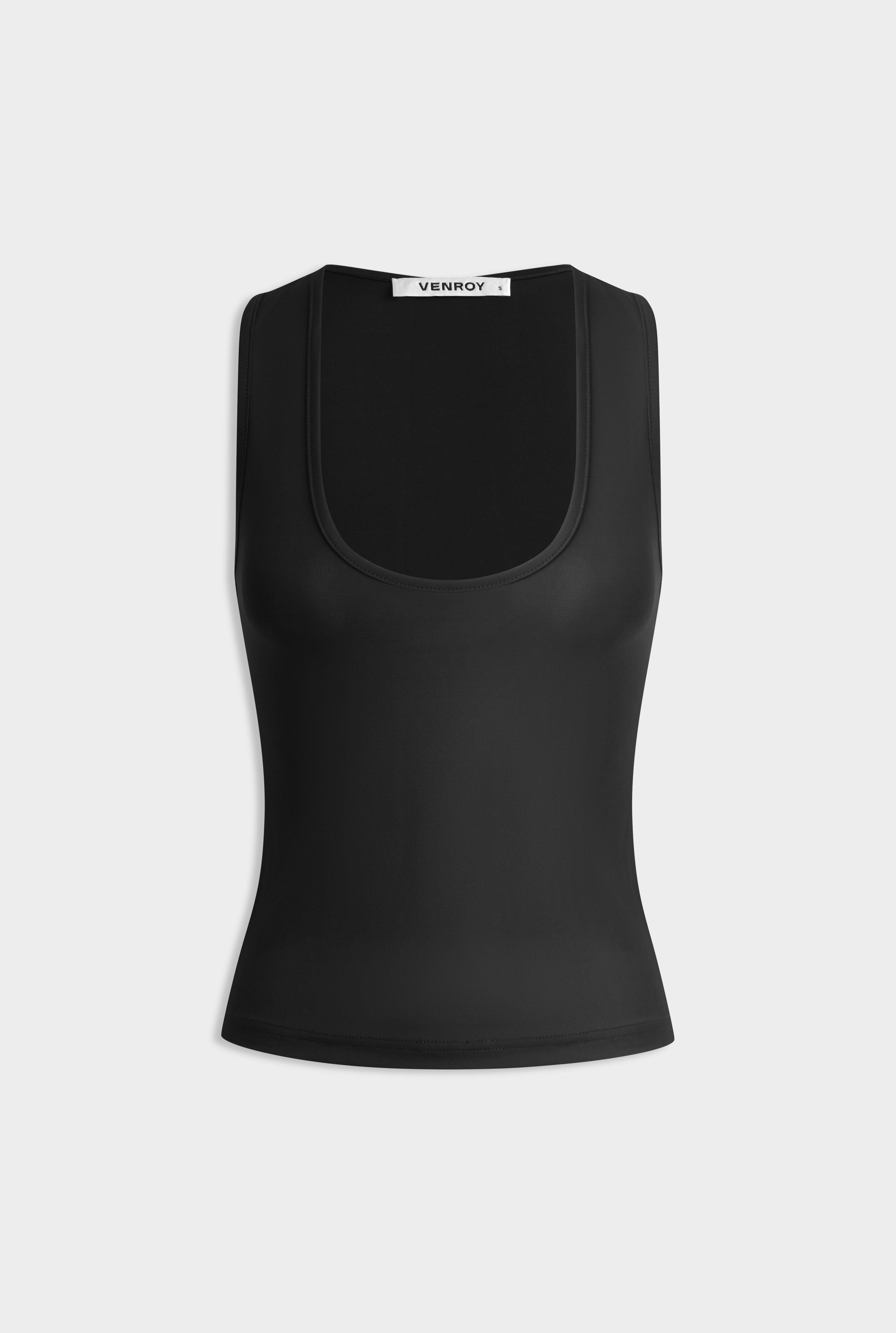 Sheer Scoop Neck Tank - Black