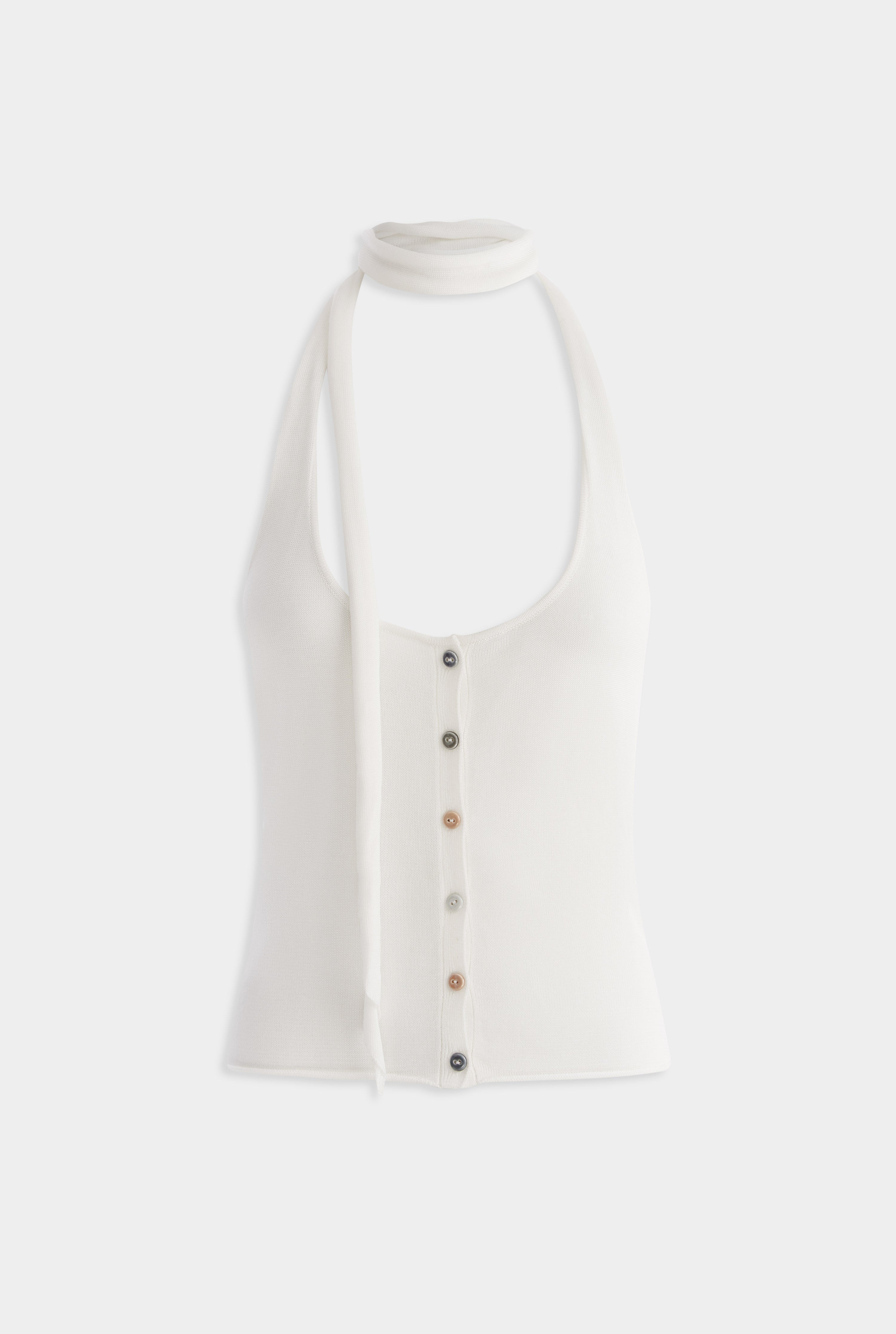 Tencel Scarf Halter Top - Off White