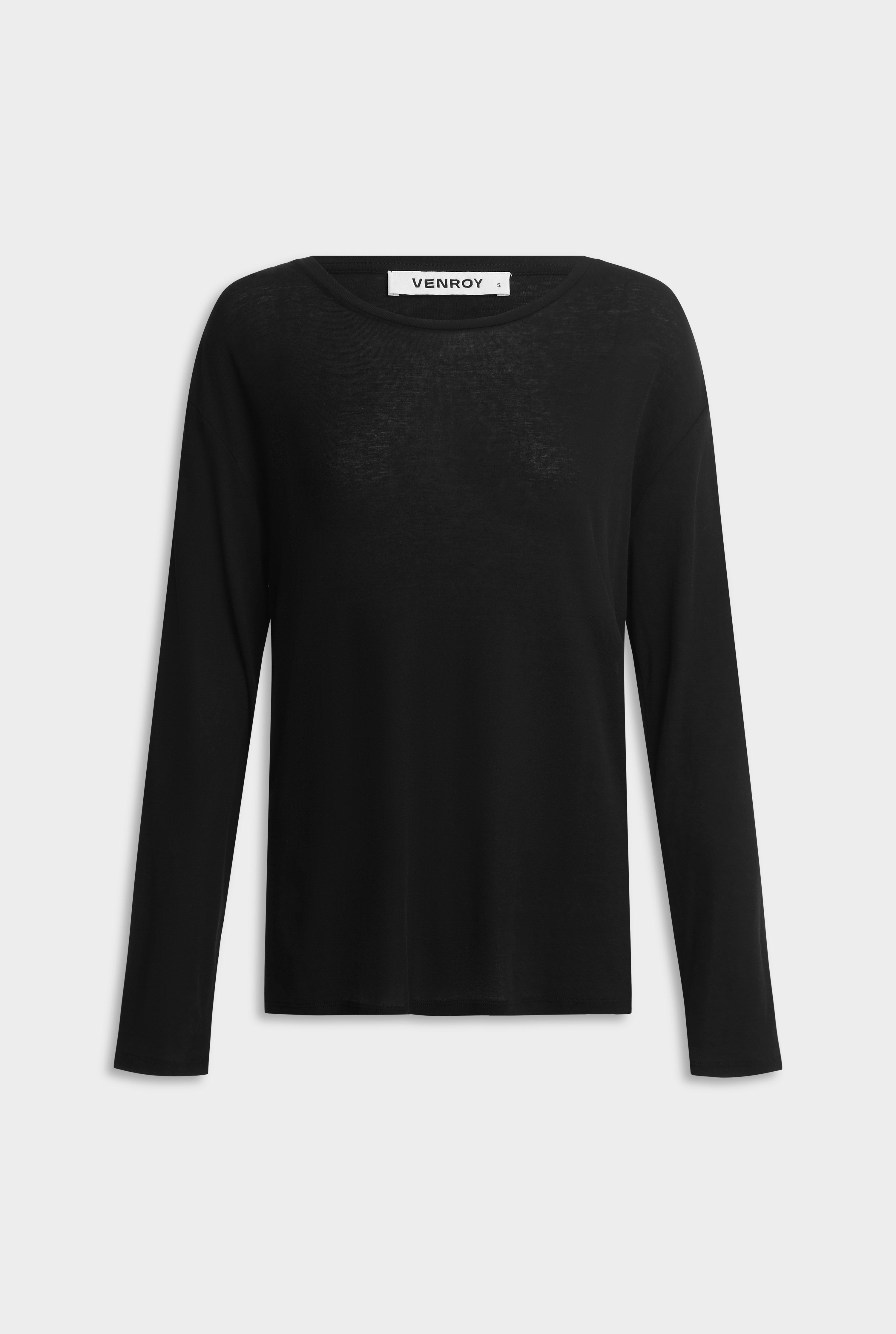 Long Sleeve Lightweight Cotton Tee - Black