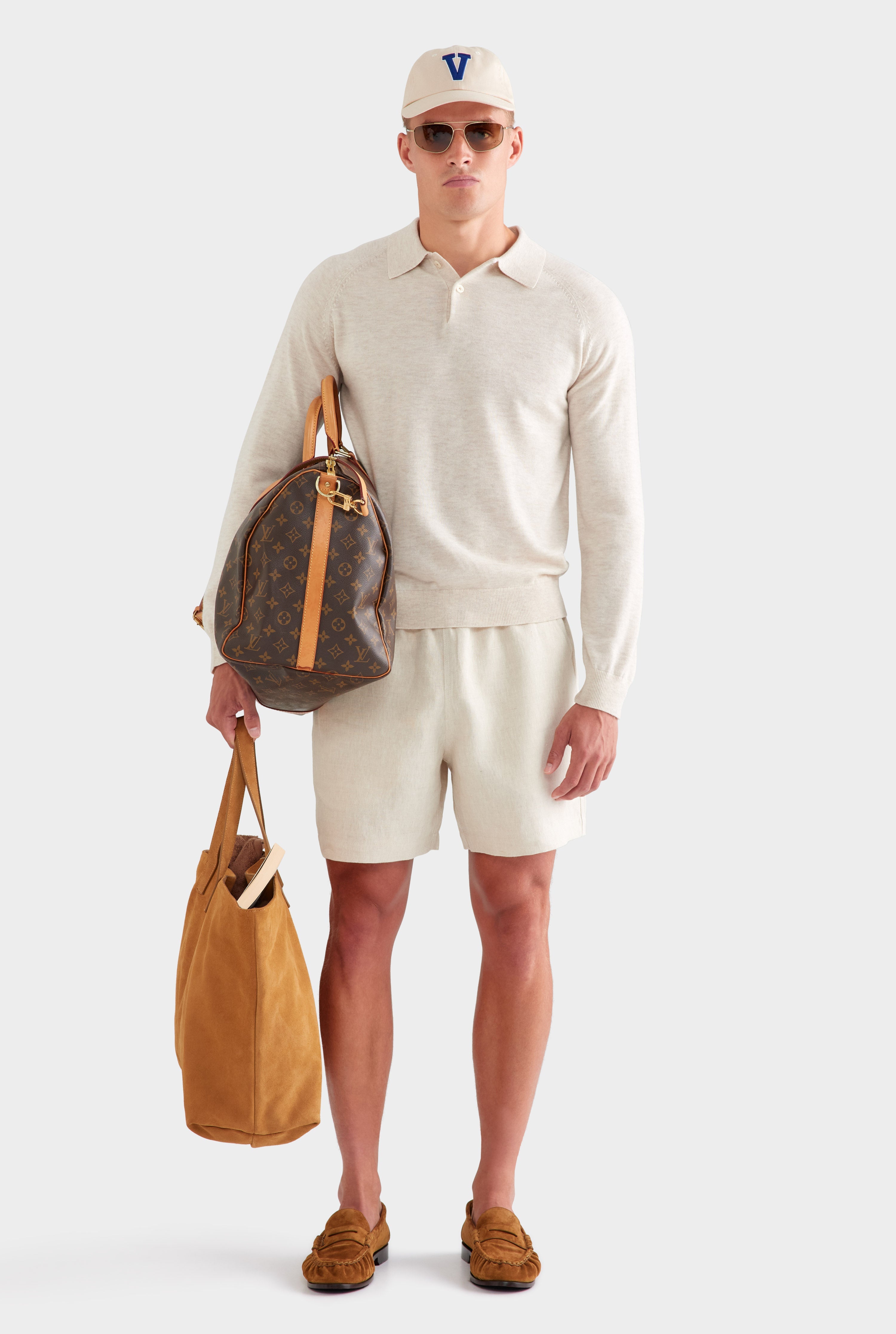 Merino Wool Knit Polo - Sand Marl