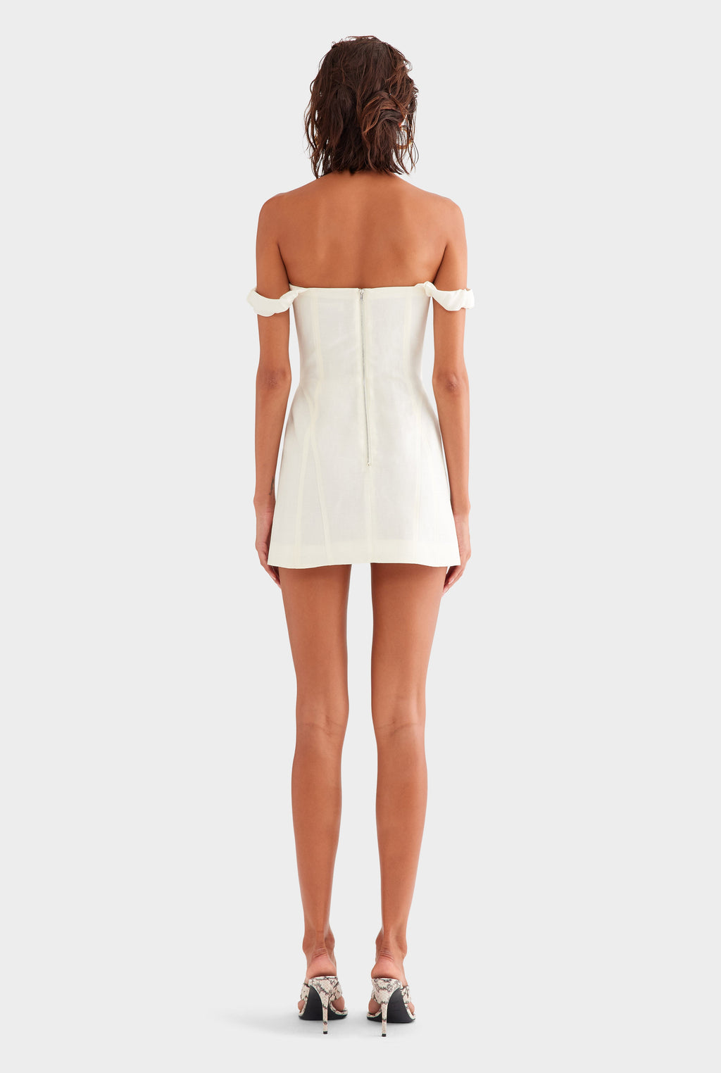 Wool Linen Corset Mini Dress - Off White