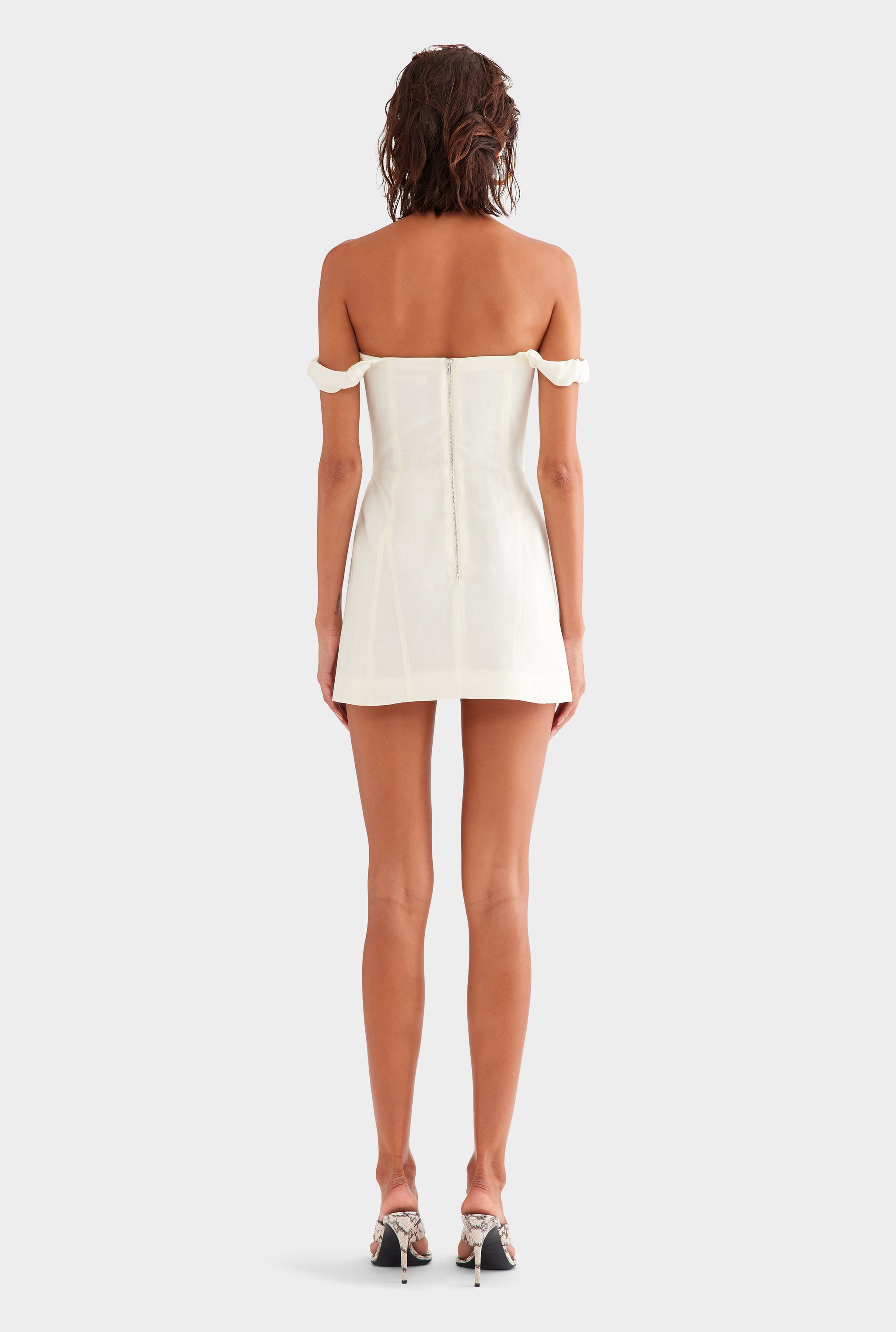 Wool Linen Corset Mini Dress - Off White