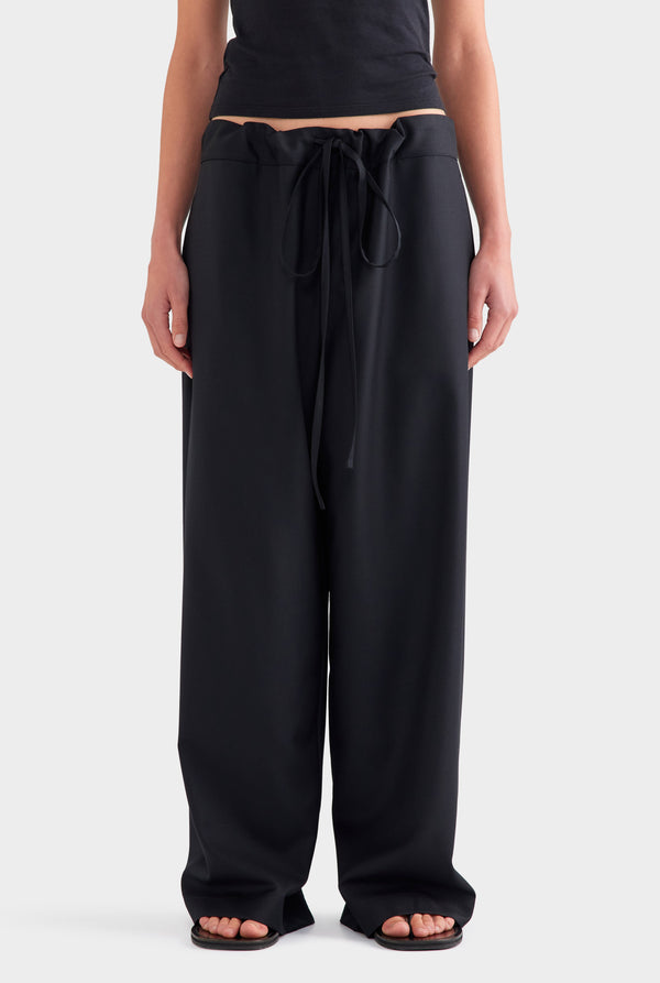 Wool Paperbag Pant - Black