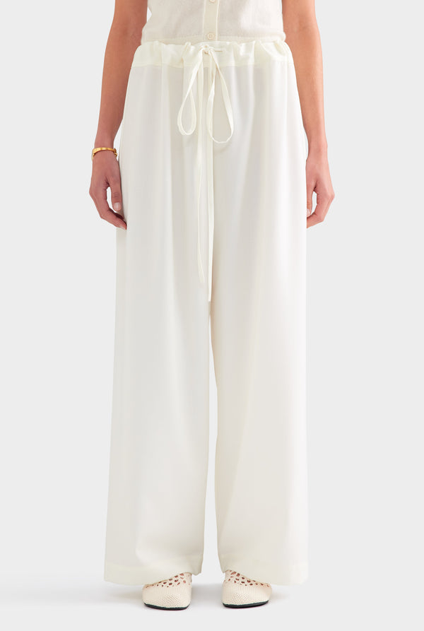 Wool Paperbag Pant - Cream