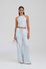 Relaxed Silk Drawstring Pant - Ice Blue/Silver V Monogram [[AU_MEDIA:gid://shopify/Video/27767281614935]]