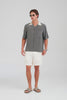Short Sleeve Silk Camp Collar Shirt - Navy/Stone [[AU_MEDIA:gid://shopify/Video/27767473209431]]