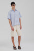 Venroy Oversized Stripe Short Sleeve Shirt - Blue/White Stripe
