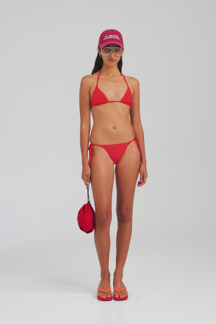 Tie Side Bikini Brief - Red/Hotfix Crystals [[AU_MEDIA:gid://shopify/Video/27767355605079]]