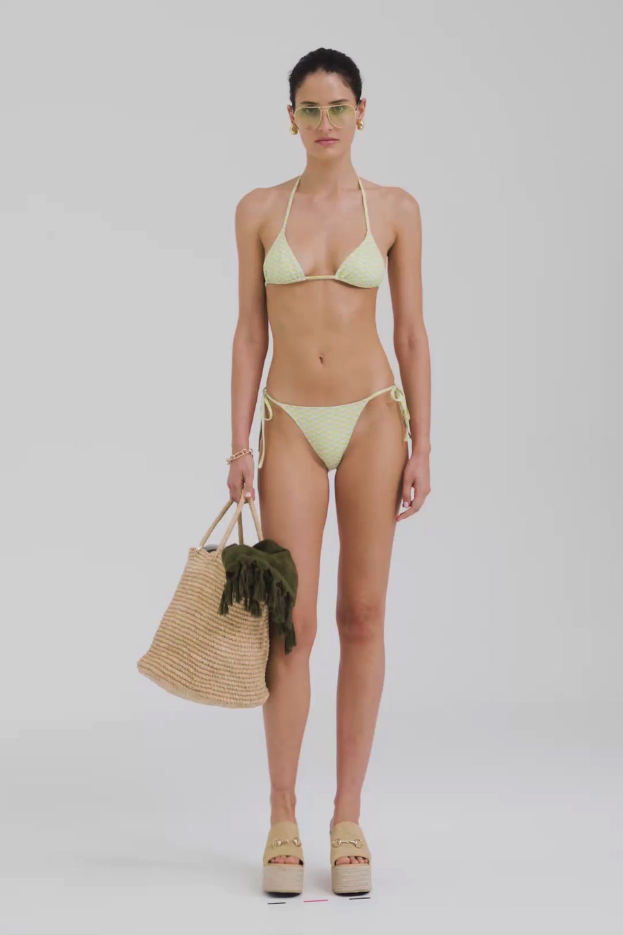 Venroy Tie Side Bikini Brief - Blue/Green/Yellow V Monogram