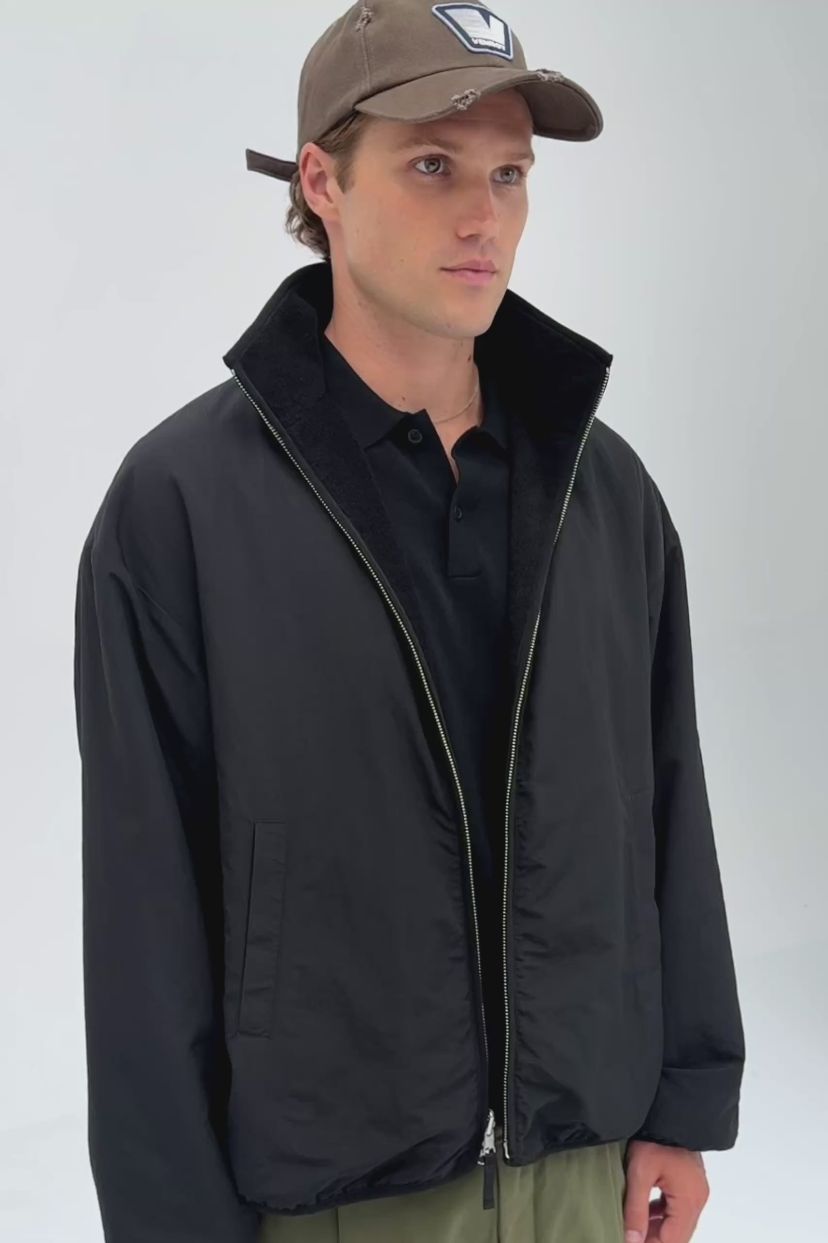 Mens Reversible Fleece Zip Through Jacket Black | Venroy – VENROY US