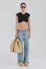 Venroy Jersey Knotted Cropped Tee - Black