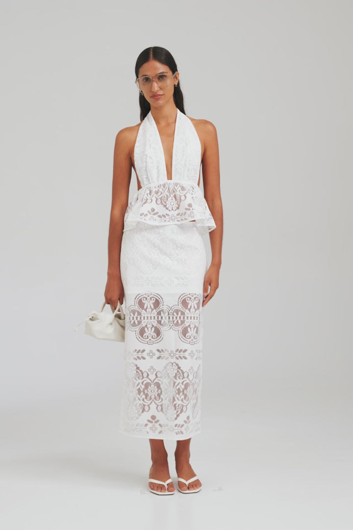 Lace Halter Top - Off White [[AU_MEDIA:gid://shopify/Video/27965528047703]]