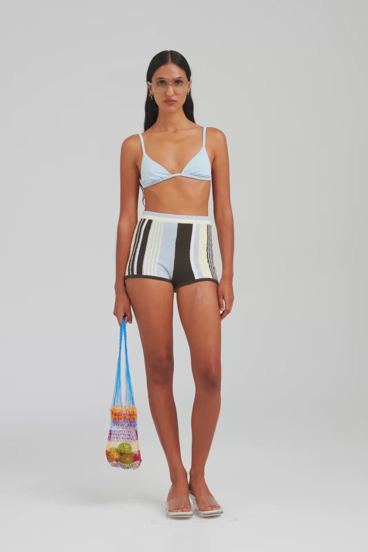 Striped Terry Knit Short - Sky Blue/Olive Stripe [[AU_MEDIA:gid://shopify/Video/27963576582231]]