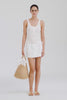 Venroy Side Tie Linen Mini Skirt - White