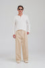 Cotton Twill Wide Leg Pant - Warm Stone [[AU_MEDIA:gid://shopify/Video/27801534169175]]