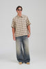 Oversized Check Short Sleeve Shirt - Beige Check [[AU_MEDIA:gid://shopify/Video/27965333078103]]