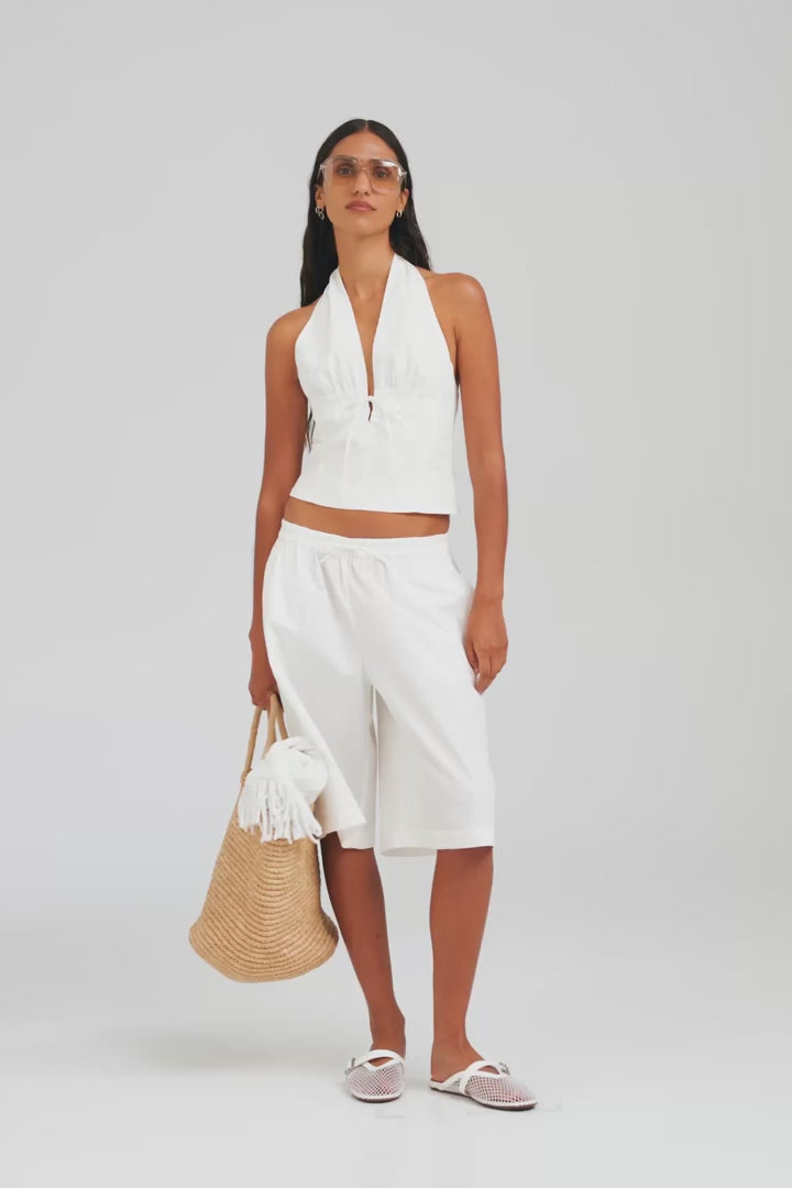 Cotton Bermuda Short - White [[AU_MEDIA:gid://shopify/Video/27767360618583]]