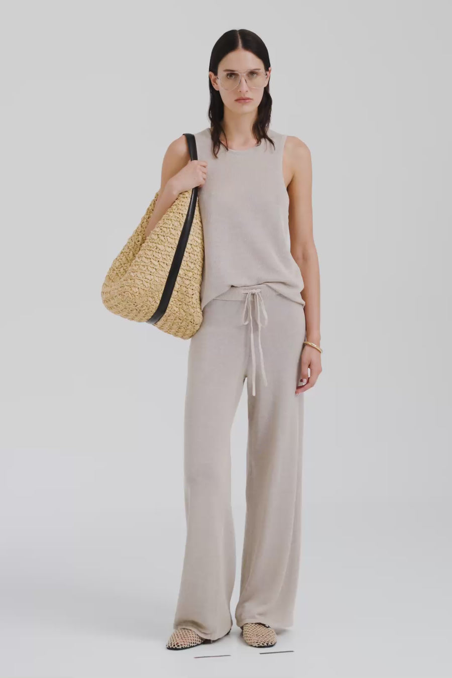 Venroy Linen Knit Pant - Taupe