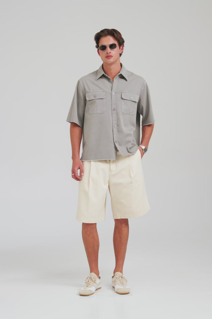 Pigment Dyed Mechanic Shirt - Washed Grey [[AU_MEDIA:gid://shopify/Video/27801610911831]]