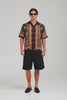 Short Sleeve Silk Jacquard Camp Collar Shirt - Mud Dye Tapestry [[AU_MEDIA:gid://shopify/Video/27965307387991]]