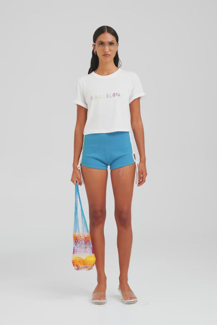 Terry Knit Tie Short - Cobalt/White [[AU_MEDIA:gid://shopify/Video/27767351967831]]