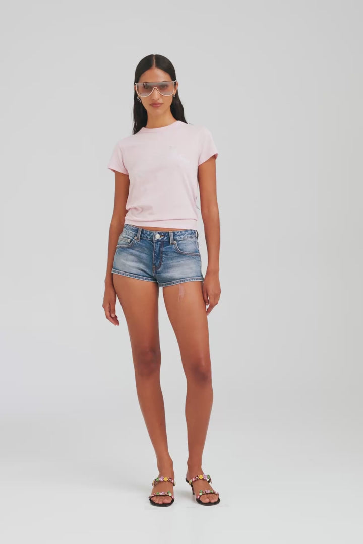 Low Rise Denim Mini Short - Vintage Mid Indigo [[AU_MEDIA:gid://shopify/Video/27767306256471]]
