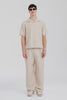 Venroy Wool Linen Camp Collar Shirt - Stone
