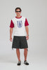 Contrast Cotton Linen Tee - White/Sangria [[AU_MEDIA:gid://shopify/Video/27965311451223]]