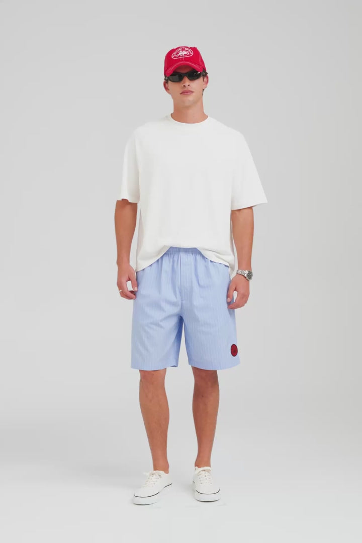 Longline Stripe Boxer Short - Blue/White Stripe [[AU_MEDIA:gid://shopify/Video/27965649649751]]