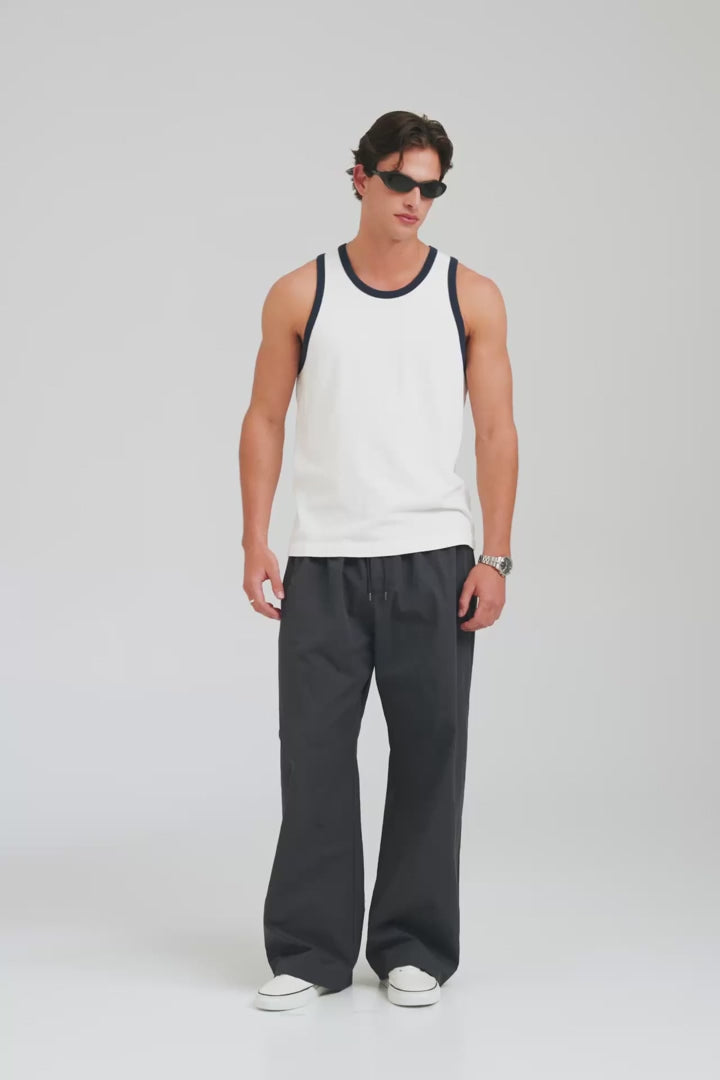 Contrast Cotton Linen Tank - White/Navy [[AU_MEDIA:gid://shopify/Video/27965329670231]]
