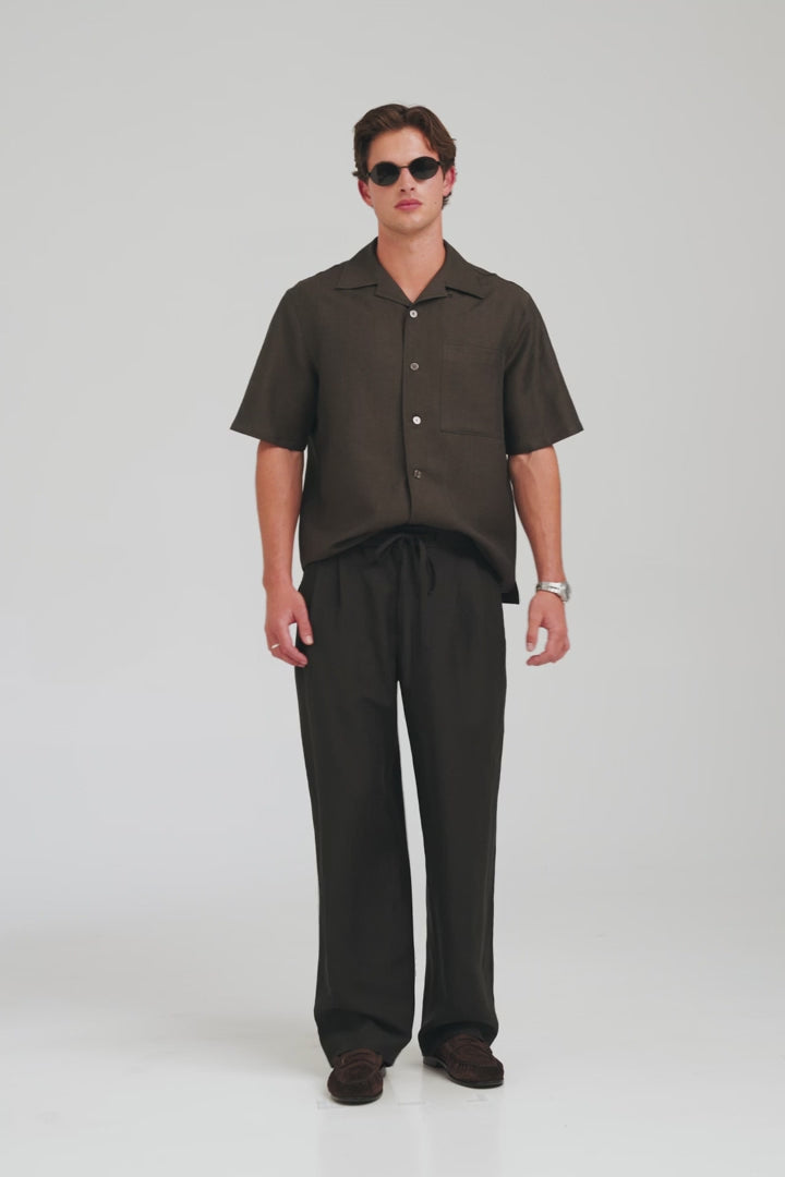 Wool Linen Relaxed Pant - Black [[AU_MEDIA:gid://shopify/Video/27965645094999]]