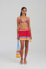 Terry Knit Mini Sarong Skirt - Catalan Red/Cobalt Stripe [[AU_MEDIA:gid://shopify/Video/27767359668311]]