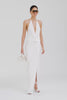 Venroy Plunge Jersey Twist Maxi Dress - Off White