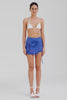 Venroy Beaded Wrap Mini Skirt - Bright Blue/Beading