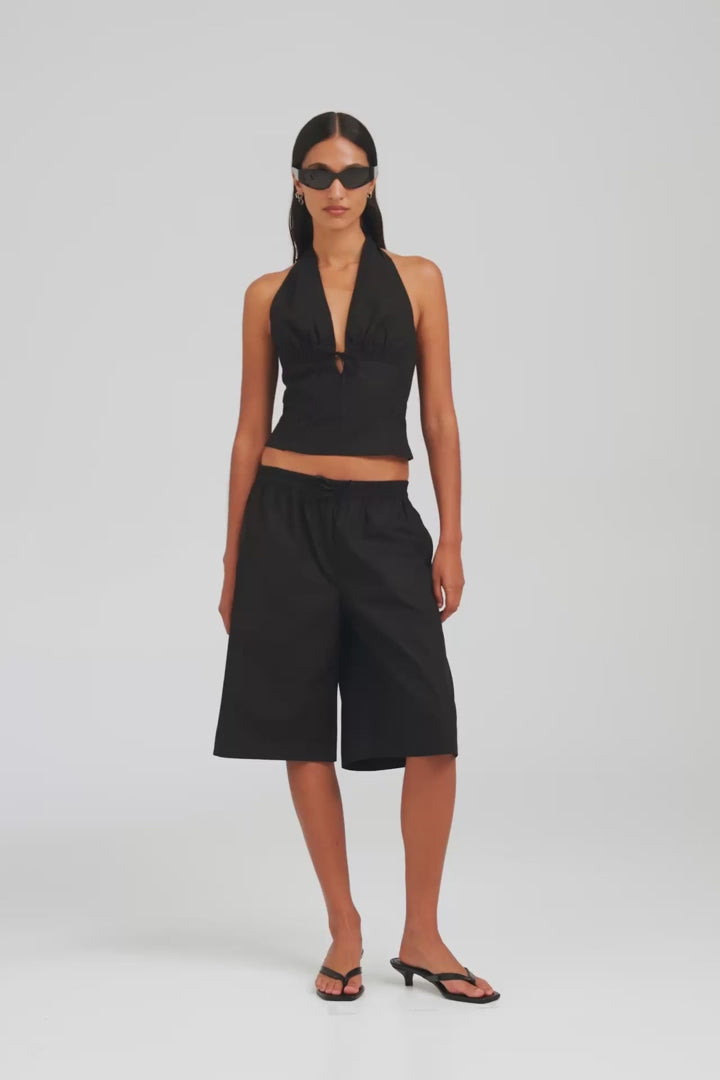 Cotton Bermuda Short - Black [[AU_MEDIA:gid://shopify/Video/27800015994967]]
