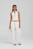 Cotton Barrel Leg Pant - White [[AU_MEDIA:gid://shopify/Video/27767354687575]]