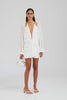 Layered Long Sleeve Silk Mini Dress - White [[AU_MEDIA:gid://shopify/Video/27965522935895]]