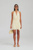 Silk Wrap Mini Dress - Pastel Yellow [[AU_MEDIA:gid://shopify/Video/27965545250903]]