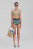 Venroy Striped Terry Knit Short - Brown/Blue/Green Stripe
