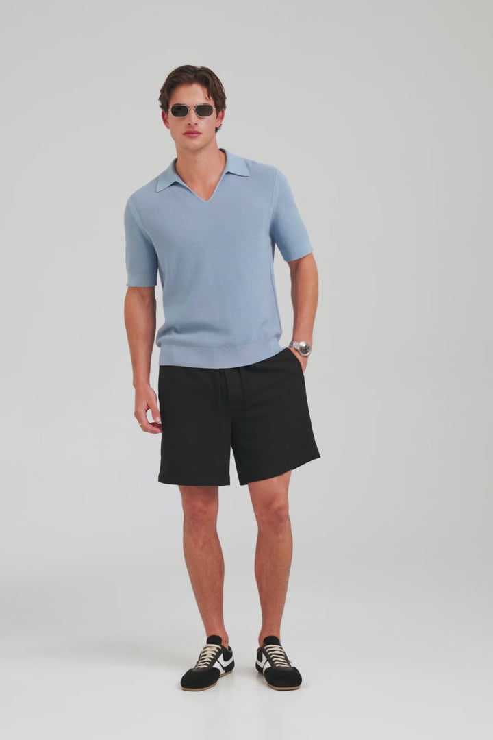 Lightweight Knit Polo - Dusk Blue [[AU_MEDIA:gid://shopify/Video/27801552814167]]