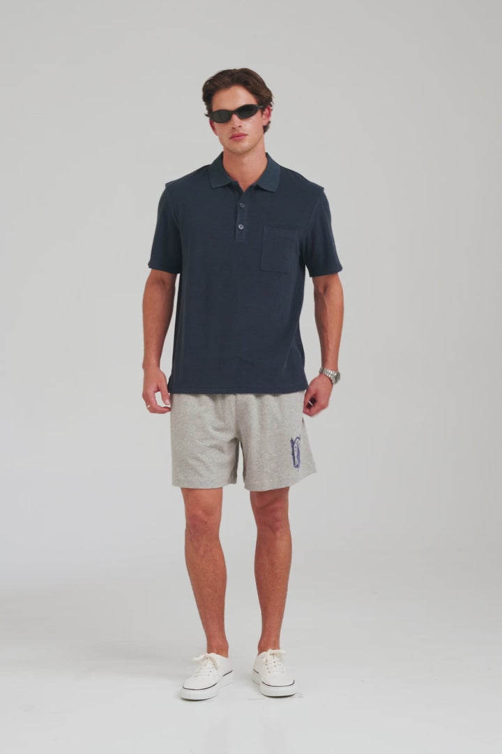 Lightweight Jersey Track Short - Grey Marl/Gaudi Chimney [[AU_MEDIA:gid://shopify/Video/27965652140119]]