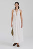 Venroy Silk Cotton Gathered Halter Maxi Dress - White