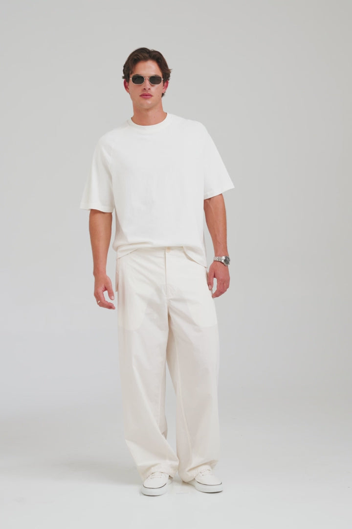 Cotton Poplin Parachute Pant - Cream [[AU_MEDIA:gid://shopify/Video/27965644308567]]