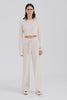 Venroy Tencel Silk Knit Crop Cardigan - Sand