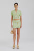 Venroy Open Knit Crop Polo - Green/Blue Marl
