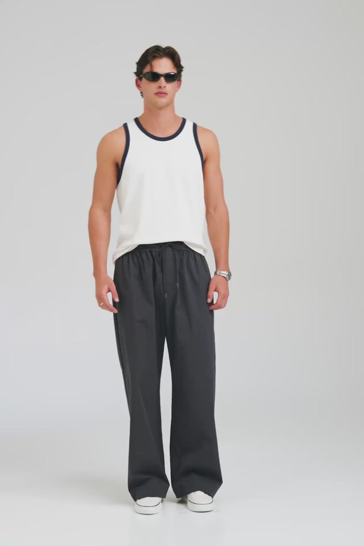 Cotton Twill Elasticated Baggy Pant - Navy [[AU_MEDIA:gid://shopify/Video/27767454400599]]