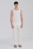 Venroy Silk Linen Side Tab Trouser - Cream