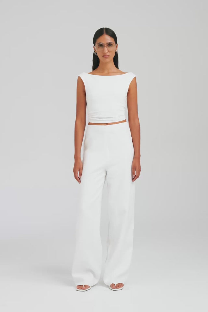 Linen Relaxed Pant - White [[AU_MEDIA:gid://shopify/Video/27965516709975]]